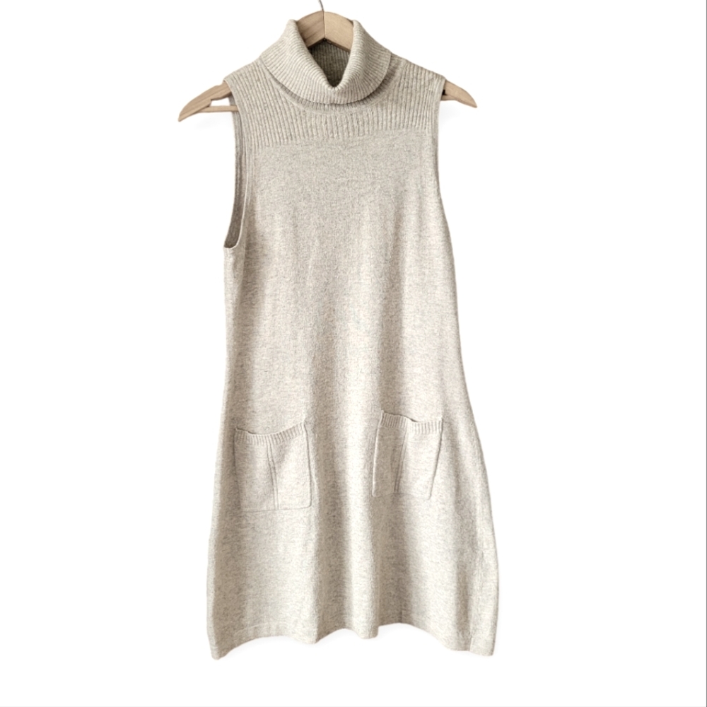 Vertigo Paris Angora Wool Blend Sleeveless Knit Turtleneck Sweater Dress